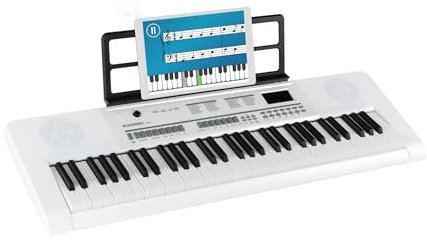 McGrey 6170 WH Akku-Keyboard - 61 Tasten-Keyboard mit integriertem Akku - 200 Klänge und Rhythmen - MP3-Player via USB-Stick - Begleitautomatik und Lernfunktion - Inkl. Mikrofon - Weiß