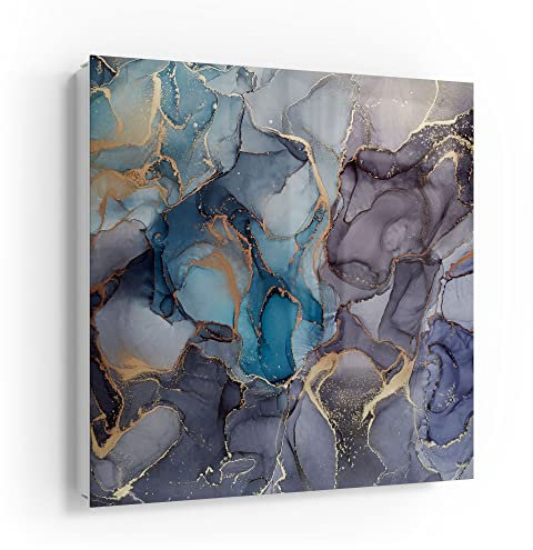 DEQORI Schlüsselkasten weiß | 30x30 cm | Motiv Stilvoller Tinteneffekt | Glas & Metall Schlüssel-Box | Schlüsselschrank mit 50 Haken + 2 Magnete | Moderne Design Box magnetisch & beschreibbar