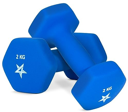 Yes4All Paire de haltères en néoprène - Poids de la main - 2 kg - Pour la maison, la gym, le fitness - Bleu