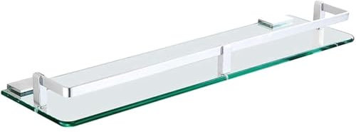 Badezimmer-Glasregal, Aluminium-Regal aus gehärtetem Glas, für an der Wand montiertes Duschbad, Badezimmer, einschichtiger Spiegel, Frontregal, Badezimmerregal aus Glas (Color : Style2 Size : 50CM)