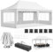 Gazebo 3x6 Pieghevole Impermeabile, altezza 290–300–310 cm, Protezione UV 50+, Tenda con 4 Pareti Laterali, 12 Ganci, 6 Corde e 6 Sacchi di Sabbia, Gazebo da Giardino per Campeggio, Matrimoni, Bianco