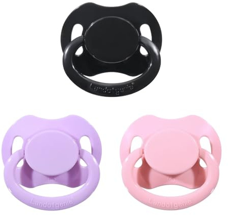 Landofgenie Erwachsenengröße Schnuller Großer Saugerschild Schnuller 3 Stück-Schwarz+Rosa+Lila Knochenform