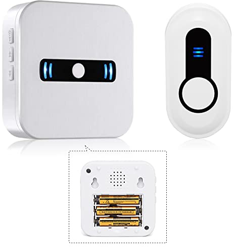 SANJIE Funkklingel Batteriebetrieben, Türklingel Funk mit 180 m Reichweite, IP55 Wasserdicht, 55 Melodien, 5 Lautstärken bis 120 dB, Kabellose Klingel für Haustür, Seniorenruf, Haus, Büro