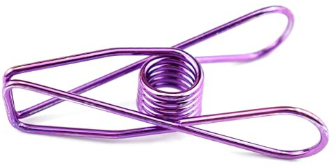 RILOMBAO 7 mollette da bucato in acciaio inox, grandi, viola, ad alta elasticità, resistenti, multiuso, in filo metallico, 7 cm, per snack, pacchetti di cibo, ufficio, foto all'aperto