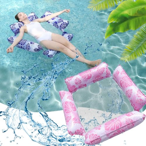 YongSral 2 Pcs Colchoneta Piscina Adultos, 4 en 1 Flotadores Piscina Adultos, Hamaca Flotante Piscina, Hamaca Flotante Inflable, Sillon Hinchable Piscina, Hamaca Hinchable para Adultos y Niños (C)