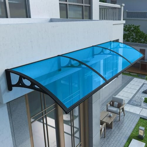 Auvents de Porte et de fenêtre Marquise de Porte Exterieur Marquise en Polycarbonate Panneaux Creux de Protection UV pour Porte de Patio,80X80cm