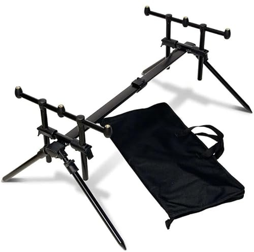 Rod Pod - Supporto per canna da pesca per 3 canne da pesca con custodia