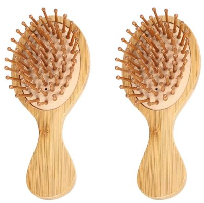 Mini Spazzole Per Capelli In Legno Da 2 Pezzi, Massaggiatore Per Cuoio Capelluto In Legno, Spazzola Antistatica Con Manico In Legno, Mini Spazzola Per Capelli Per Bambini