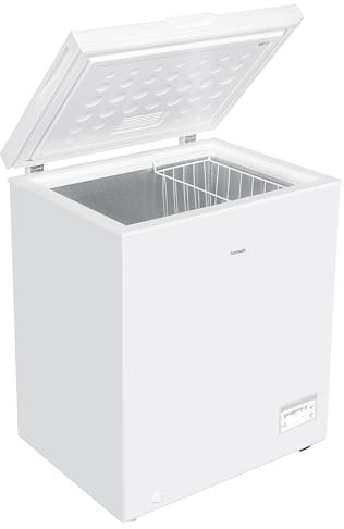 homeX Gefriertruhe, Tiefkühltruhe klein - 142L Nutzinhalt, 4-Sterne Gefrieren, Super-Frost-Funktion, Kühltruhe inkl. Ablagekorb, LED-Display, elektronische Temperaturregelung, leise 40 dB, weiß