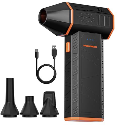WOLFBOX MF50 Electric Air Duster-110000RPM Super Power Cordless Air Duster, 3-Gear Adjustable Mini Blower with Fast Charging, Dust Blower for Computer, Keyboard, House, Outdoor and Car