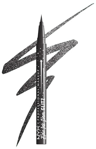 NYX Professional Makeup Epic Ink Liner Jeanz Graphite Glitz – wasserfester Flüssig-Eyeliner in Dunkelgrau mit glitzerndem Finish, 1 ml