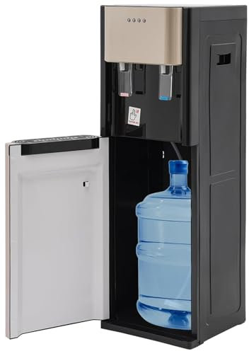 SAYEYBU Wasserspender Mit Bodenbefüllung, Wasserspender Für Heißes Und Kaltes Wasser, Fasst 5-Gallonen-Flaschen, Edelstahlgehäuse, Geeignet Für Wohnungen, Küchen Und Büros,Gold