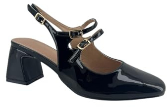 MODELISA - Zapato De Tacón Medio Salón Correas Dobles con Hebillas Boda Fiesta para Mujer
