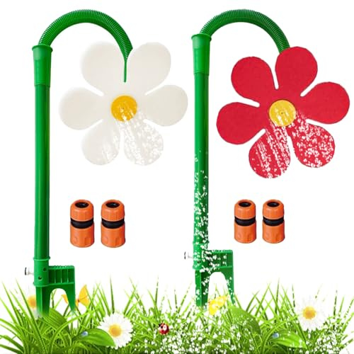 Crazy Daisy Sprinkler, 360° Rotate Crazy Dancing Flower Water Sprinkler, Funny Sun Flower Dancing Daisy Lawn Sprinkler with 3/4, 1/2 Adapter Watering Garden Irrigation Tool for Yard Watering (Mix-B)