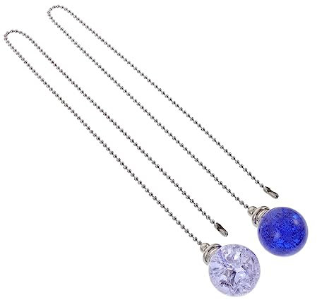 Operitacx 2 Pezzi Luce a ventola a sospensione cristallina soffitto catena decorativo catenella per lampada Cristallo bianco Blu