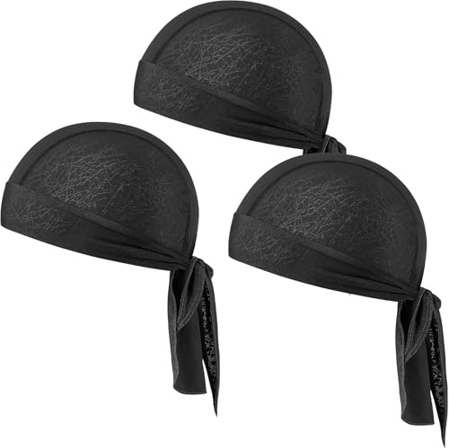 GXCROR Gorro Bandana Refrescante, Forros de Casco que Absorben el Sudor, Gorras de Calavera, Doo Rag para Motocicleta, Bicicleta, Correr, Trabajo al Aire Libre, Negro Negro Negro, One Size