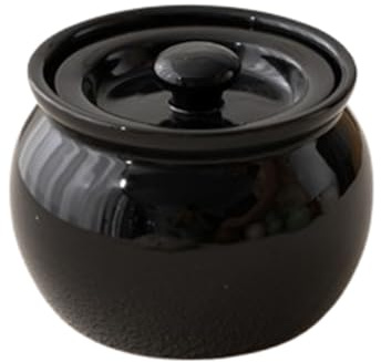 Ceramic Cooking Pot, Ceramic Stew Pot with Lid,Japanese Pot, Chinese Stockpot, Soup Serving Bowl(350ml,Black)