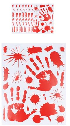 Henbrandt 1x Pack of Halloween Bloody Hands Window Stickers (8 Sheets) | 1 Packs of 8 Sheets, Realistic Red Blood Hand and Drip Designs, Removable Halloween Window Decorations, Easy Peel-Off