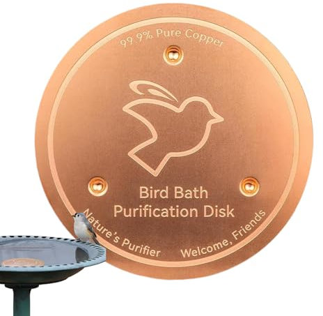 Ciotola per bagno per uccelli, disco di rame, vassoio per uccelli in rame, mangiatoia, accessorio piastra di pulizia per terrazza, fontana, ciotola da giardino, tutto l'anno