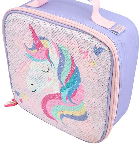 Polar Gear Unicorn Rainbow Flip Sequin Kids Lunch Bag - Insulated, Durable, and Stylish for School and Travel, Pink & Purple