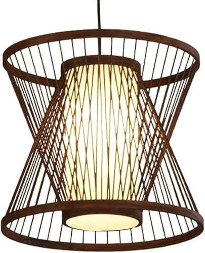 Lampadari in stile giapponese con paralume cavo Lampadari in stile boho in rattan Cestino in vimini Lampada a sospensione Cesto in bambù cavo Illuminazione a soffitto Compatible with interni