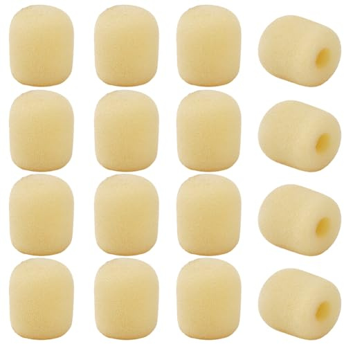 CREATCABIN 20xHeadset Mikrofonabdeckungen Schaumstoff Mikrofon Windschutz Kleiner Mini Schwamm Antikweiß Oval Weicher Schaumstoff Mike Windschutzscheibe Reversschild Schutzhüllen Für Verschiedene