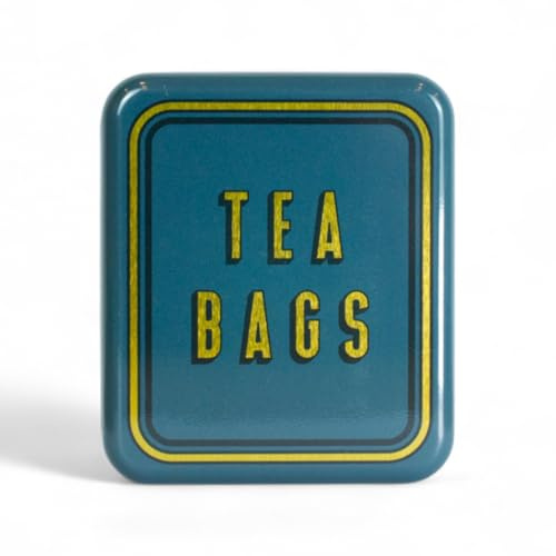 TINIT Tea Bag Travel Tin 'Tea Bags' - Portable Metal Tea Bag Storage Box Teabags, Pocket-Sized Container Commuting Gifts Tea Lovers Coffee (Gold on Navy)