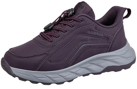 Ortopediska skor dam, sneakers dam vinter båge stöd sneakers casual vandringsskor utomhus promenadskor vattenavvisande konstläder vandringsskor bekväma tennisskor träningsskor, lila, 38 EU