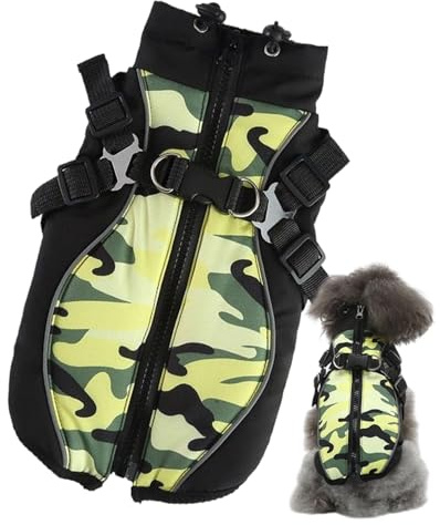 Dog Coat With Harness,Windproof Waterproof Dog Coat With Harness Attached, Warm Coats & Jackets For Dogs Reflective, Winter Fleece Jacket Adjustable Chest Strap For Small Medium Large Dogs