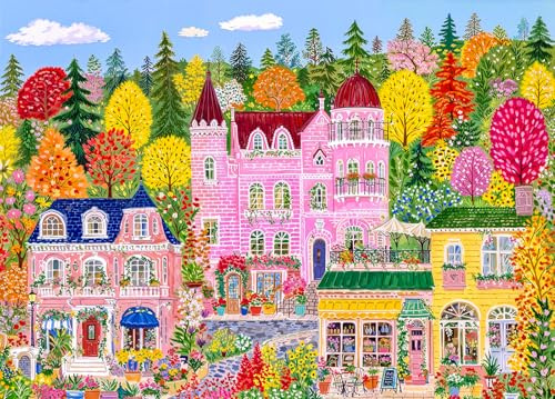 Autumn City Jigsaw Puzzle 1000 Teile Erwachsene | Tipps zu den Buchstaben des Rückens/Abschnitte A-D, großes Poster, Größe 70×50cm, staubfrei, Familienaktivität für drinnen