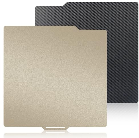 Plaque d'impression PEI (doré) + PET (motif fibre de carbone) pour Bambulab P1S/P2S/X1C/P1P/X1/A1, plateau d'impression en acier à ressort PEI lisse pour plateformes d'imprimante 3D Bambulab avec PLA