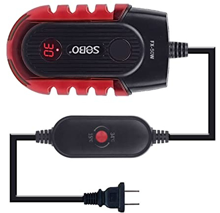 RASTKY Riscaldatore per Acquario con Display Digitale, Riscaldamento Rapido Sicuro, Anti Bruciatura a Secco, Termostato Sommergibile, per Acquari per Tartarughe (FX-50W)