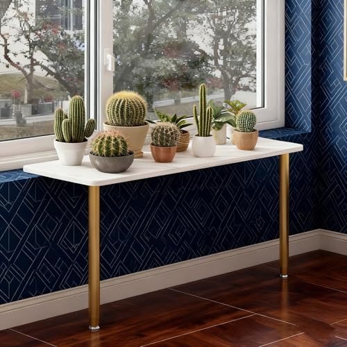 Adjustable Window Sill Extension Table Height-Adjustable Space-Saving Plant/Cat Perch Shelf Windowsill Extender for Balcony/Kitchen (Gold 110x30cm)