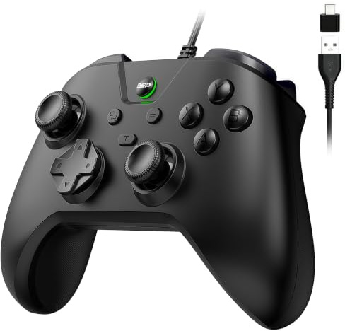 Megadream Wired Controller for Switch/Android/PS4/PC Gaming Controller with Dual Vibration, 1000Hz Polling Rate,2m USB Cable, Ergonomic Gamepad Joystick with Turbo Function (Black)