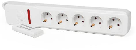 McPower Funk-Steckdosenleiste 5-Fach | Einzeln steuerbar mit Fernbedienung, 433 MHz | Überspannungsschutz, Einsteckschutz, max. 2300W, 1,5m Kabel