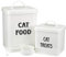 Pethiy cat Food and Treats Containers Set with Scoop for cats-Vintage White Powder-Coated Carbon Steel - Tight Fitting Lids - Storage Canister Tins Small-White