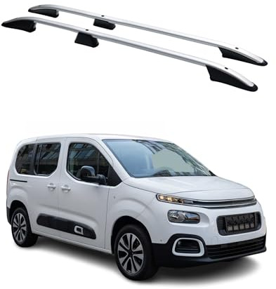 OMAC Dachreling Dachgepäckträger kompatibel mit Citroen Berlingo 2018-2025 Kurzer L1 Alu Silber