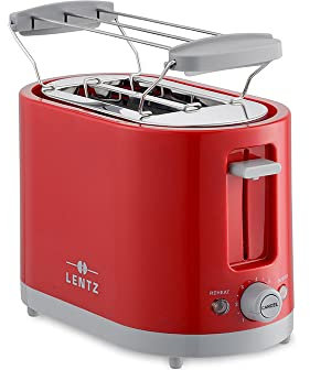 LENTZ 2-ScheibenCOOL TOUCH Toaster mit Brötchenaufsatz 750 Watt Toastautomat (rot)