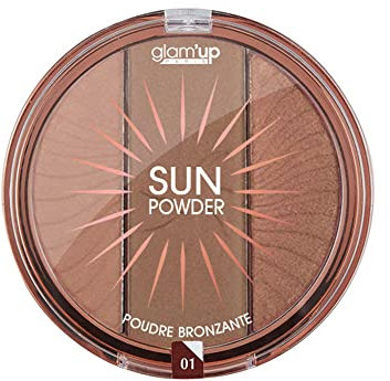 Glam'Up Paris - Poudre 3 étapes - Trio Soleil - Palette Bronzante et Contouring - Effet Bonne Mine - 29 gr