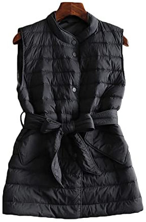 YUNHOME Angelweste Große Größe Weste Warme Weste Winterweste Damen Kurze Daunenweste, Taillenbund, Leichte Daunenjacke, Frühlingsjacke, Herbst- Und Winterwestenjacke-Schwarz_M