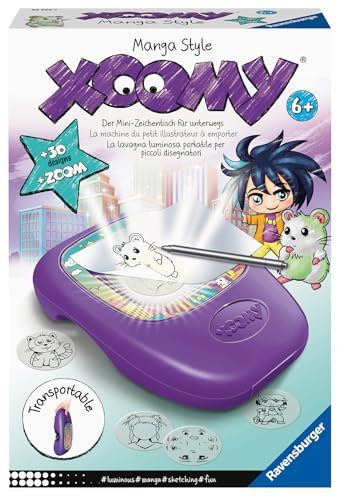 Ravensburger - XOOMY Midi, Manga Style, Tavolo da Disegno Portatile con Proiettore Luminoso, Kit Disegno Bambini con 30 Motivi Illustrati in 20 Pellicole, Gioco Creativo, Idea Regalo Bambini 6+ Anni