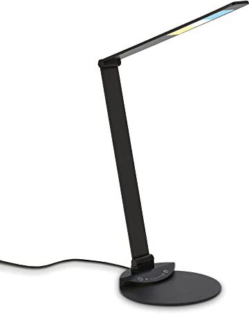 BRILONER - LED Schreibtischlampe mit Touch, dimmbar in Stufen, einstellbar von warmweiß bis kaltweiß, Tischlampe, Lampe, Nachttischlampe, Tischleuchte, Deko, Bürolampe, Leselicht, 83x20 cm, Schwarz