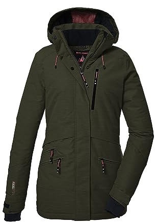killtec Damen Skijacke/Funktionsjacke mit abzippbarer Kapuze und Schneefang KSW 110 WMN SKI JCKT, oliv, 44, 40976-000