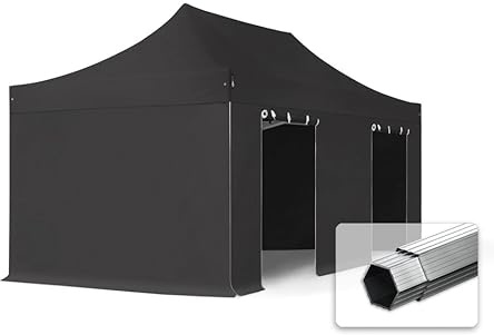 TOOLPORT 3x6 m Faltpavillon, Professional Alu 40mm, schwer entflammbar, Seitenteile ohne Fenster, schwarz