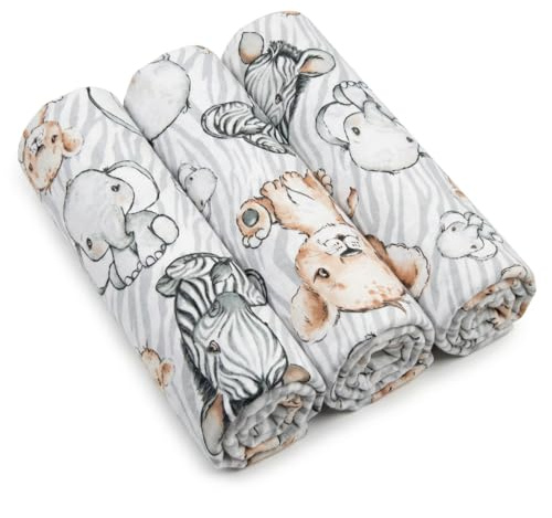 BABYSAFE Mussole Neonato Flanella di Cotone Biologico 80x70cm - Pacco da 3 Mussole Flanella di Cotone Caldo e Morbido Certificato OEKO-TEX - Set Copertine Neonato x Autunno e Inverno - Made in Europe