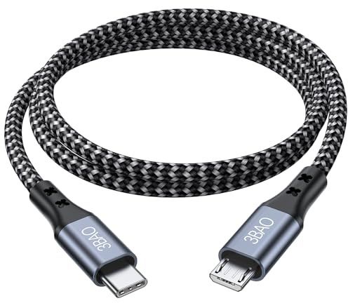 3BAO USB C auf Micro USB Kabel 4M, USB Typ C auf Micro Kabel Nylon geflochtene USB C zu Micro Ladegerät Kabel Android Ladekabel Dast Sync Kompatibel für Samsung Galaxy S7/S5/J3/J5/J7, Huawei, HTC, LG
