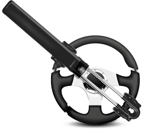 GADLANE Twin Bar Steering Wheel Lock - Car Steering Lock, Anti-Theft Device, Strong Car Security for Cars, Van & Caravan with 2 Keys (Black)