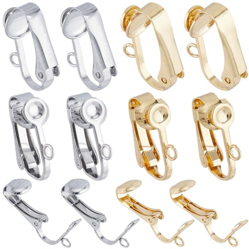 SUNNYCLUE 1 Box 40 Stück Echte 18K Vergoldete Clip On Ohrringe Zubehör Ohrringe Konverter Ohrring Clips Bulk Clip On Ohrring Konverter Clip Ohrringe Für Schmuckherstellung Zubehör DIY Ohrhänger