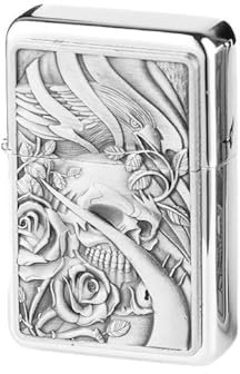 Mechero de gasolina para fumar, metal cromado, diseño de calavera, color plateado