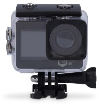 NEDIS Dual Screen Action Cam, 5K Ultra HD 30fps, 16MP 170° Wide Angle, Waterproof 30m, Wi-Fi Live Stream with 2” TFT Rear Screen & 1.3” Front Screen, Built-in Mic, Mounting Kit Included